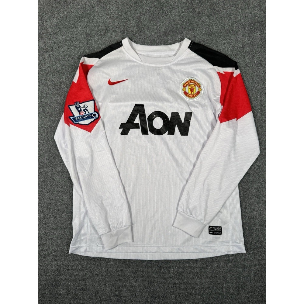 Nike Manchester United 2010/11 Away Football Shirt Men Small White Soccer Jersey